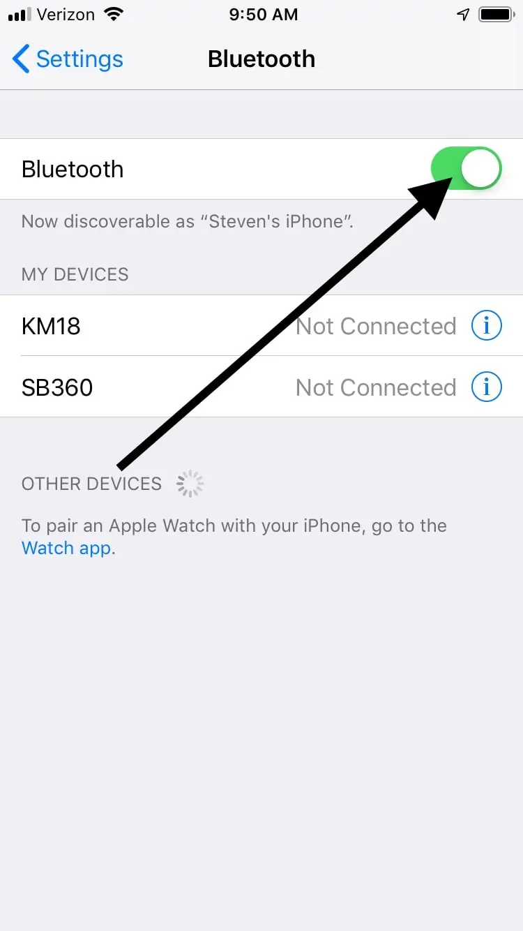 iPhone Bluetooth Setting