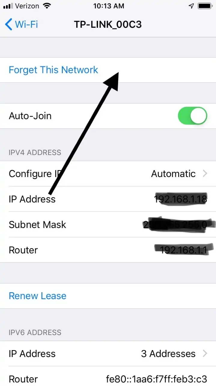 iPhone Forget This Network