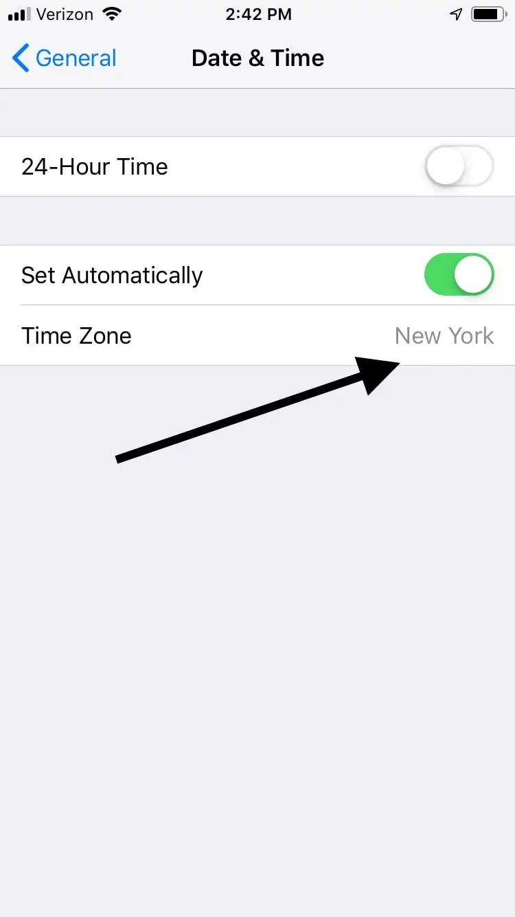 Set Time Zone on iPhone