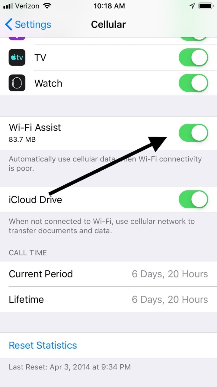 iPhone Wi-Fi Assist