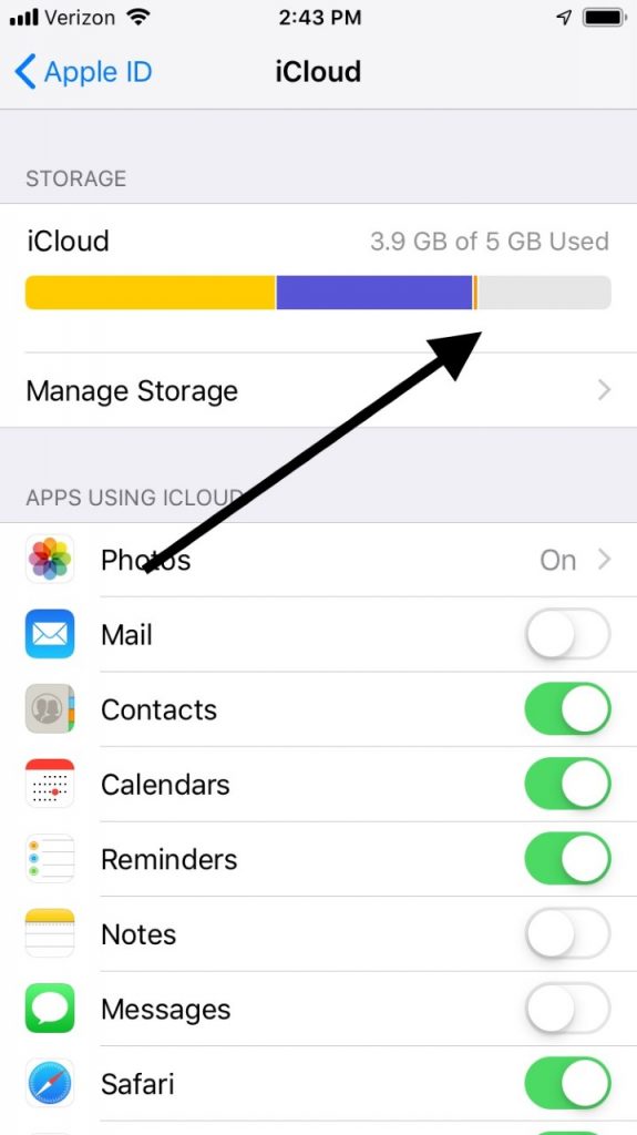 Bar Indicating Your iCloud Storage is Full