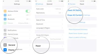 Erase all Content and Settings 