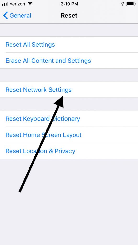 Reset Network Settings for iMessage Activation Error