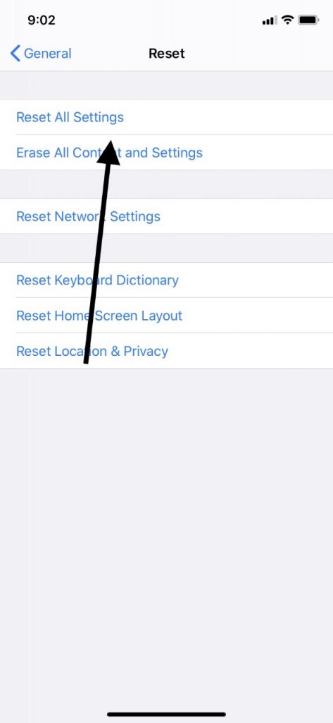 Resetting All Settings Can Help