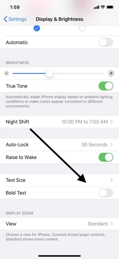 Change Font Size on iPhone