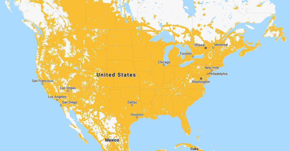 Coverage Map for Sprint and Boost Mobile