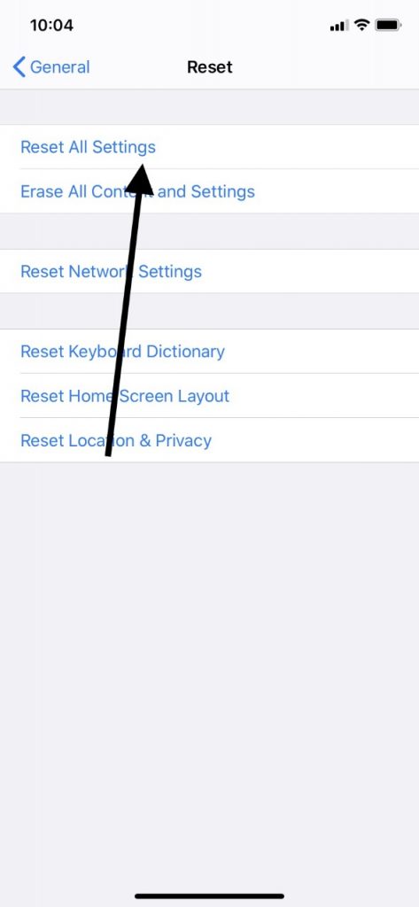 Reset All Settings for iMessages Out of Order