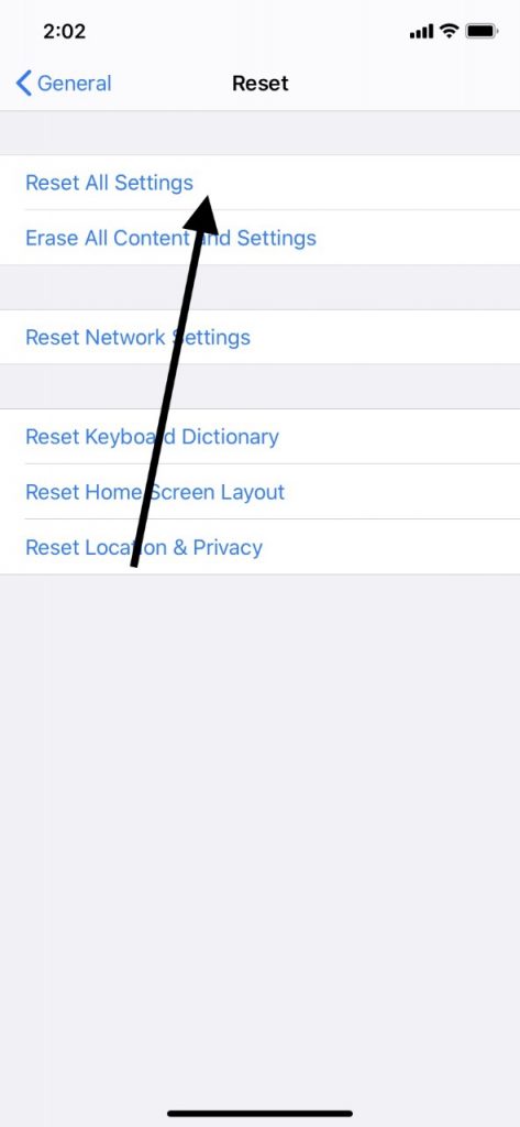 Reset All Settings for iPad Freezing Up