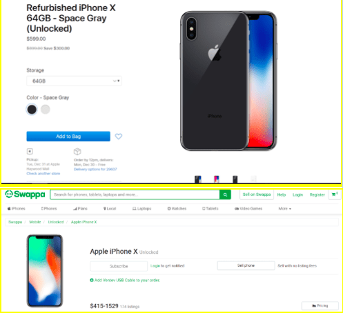 Apple vs Swappa Refurbished price 