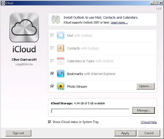 Storage on iCloud Drive on Windows 