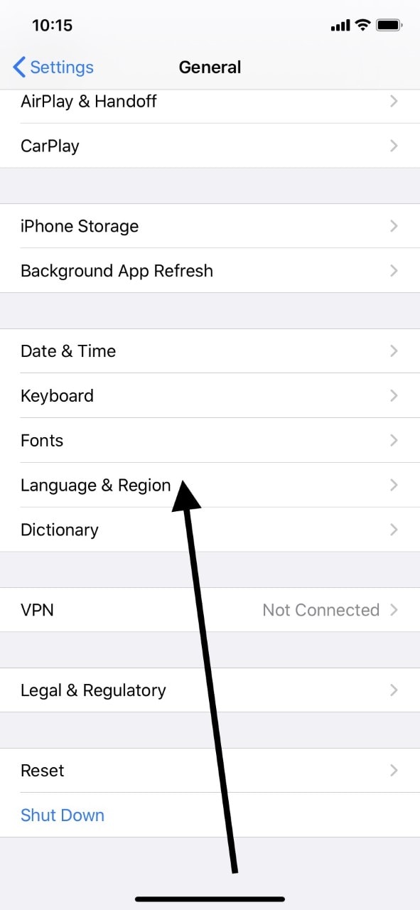 Go to Language and Region on Your iPhone Buyback Boss