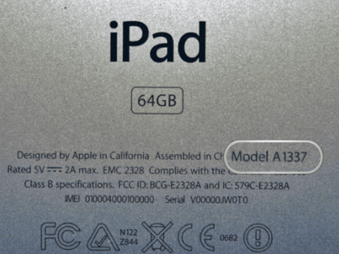 Ipad Model Number