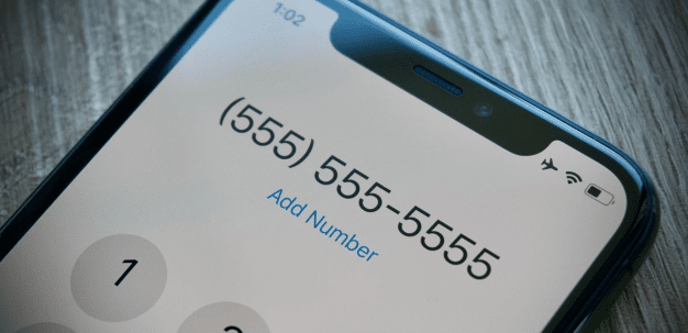 Phone number on screen