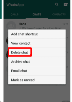 Whatsapp delete chat 