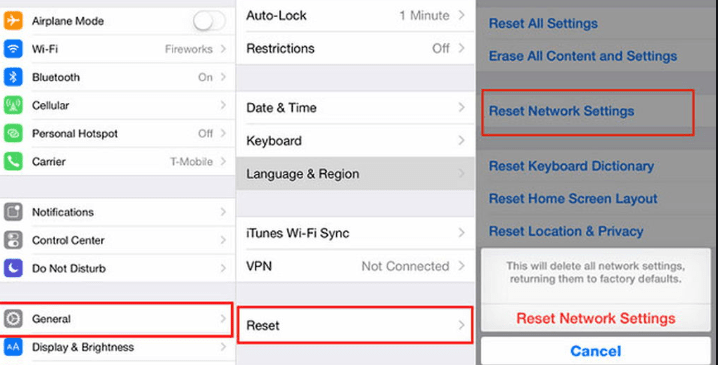 iPhone Reset Network Settings