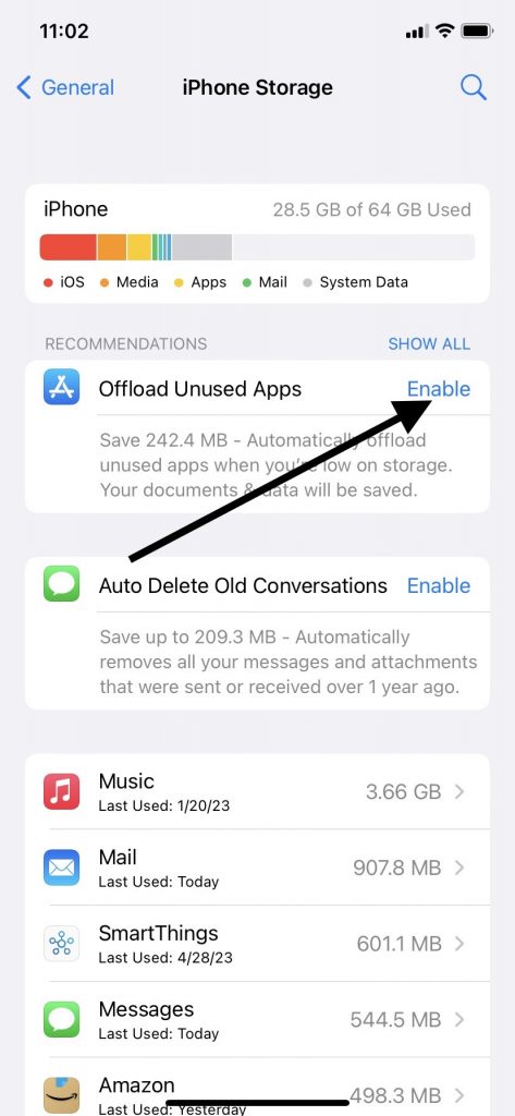 Offload Unused Apps