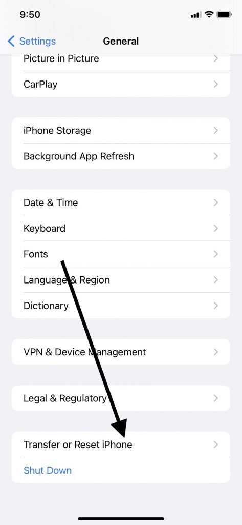 Transfer or Reset iPhone