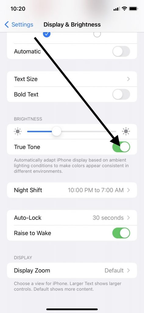True Tone on iPhone