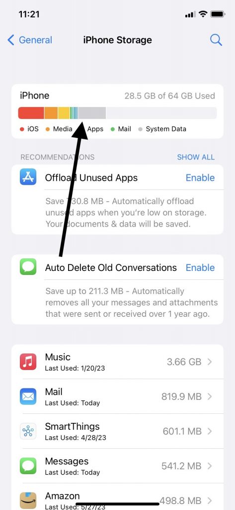 iPhone Storage